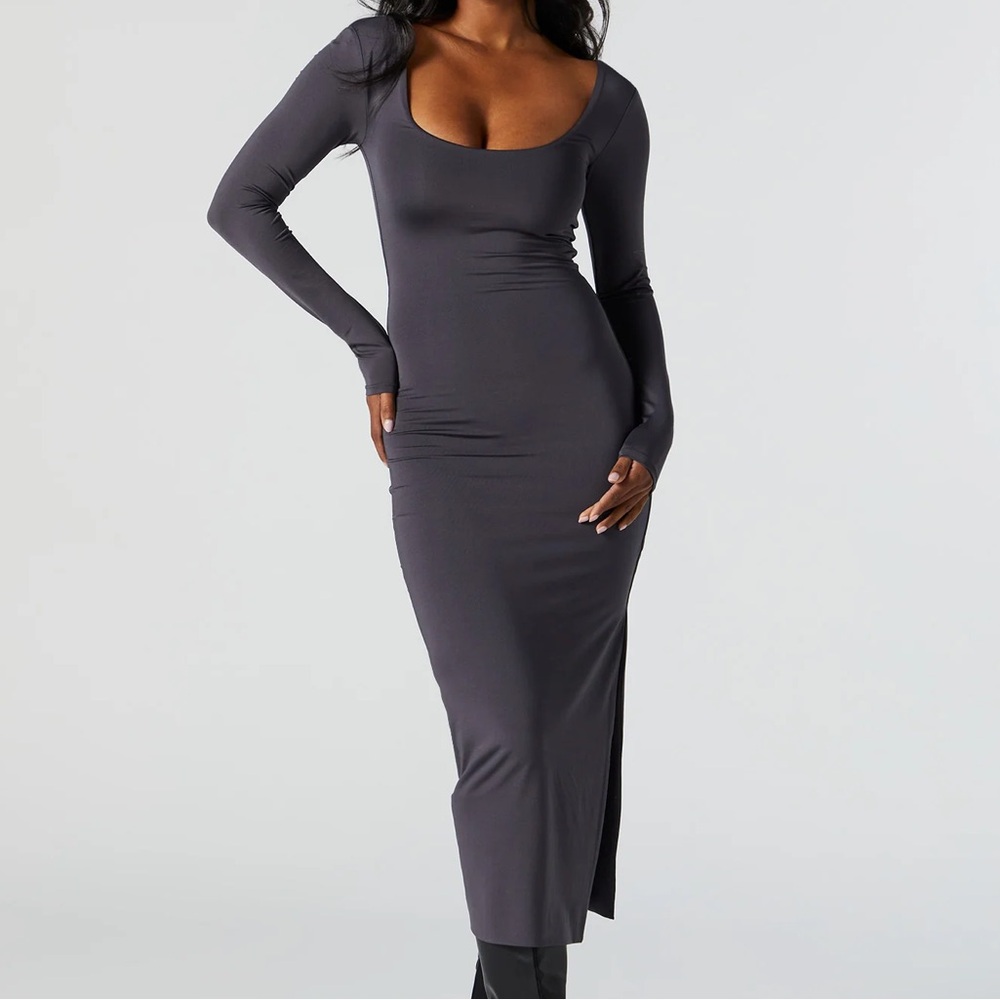 Urban Planet Contour Long Sleeve Slit Midi Dress